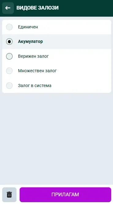 Вид залог в Spinbetter