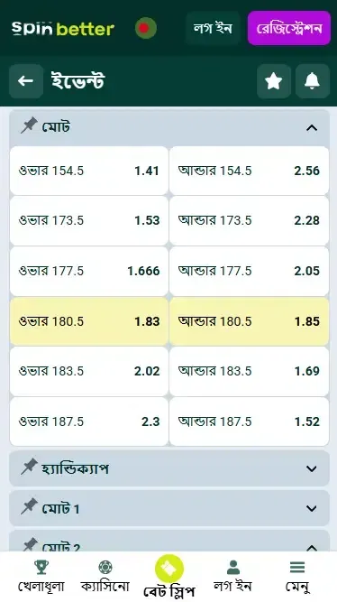 স্পিনবেটার বাংলাদেশ ভলিবল মোট এবং হ্যান্ডিক্যাপ