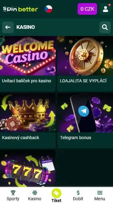 Průběžné kasinové bonusy Spinbetter v České republice