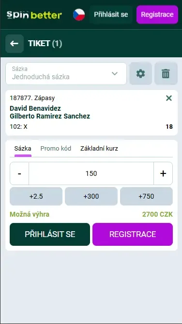 Sázkový tiket Spinbetter pro box
