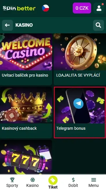 Spinbetter CZ: Telegramová promo akce