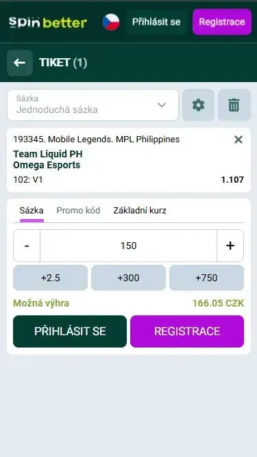 Spinbetter Česká republika: Sázkový tiket na e-sport