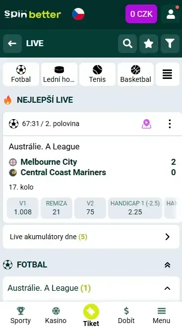 Spinbetter živé sázení