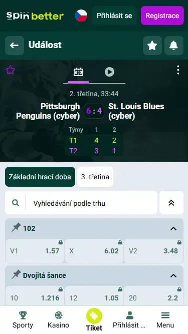 Funkce live sázení Spinbetter v Česku