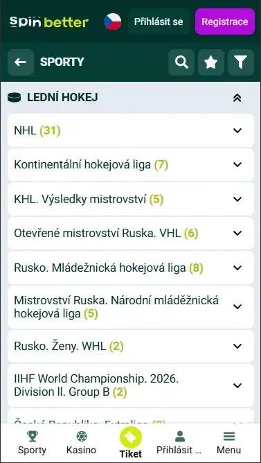 Hokejové události Spinbetter Česko
