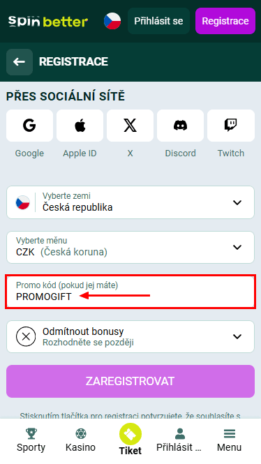 Promo kód Spinbetter