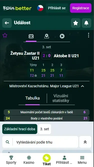 Spinbetter Česká republika Live sázení na volejbal