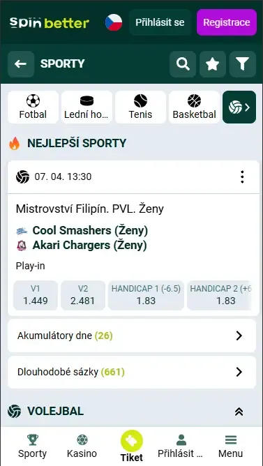 Sportovní sázení Spinbetter Česká republika