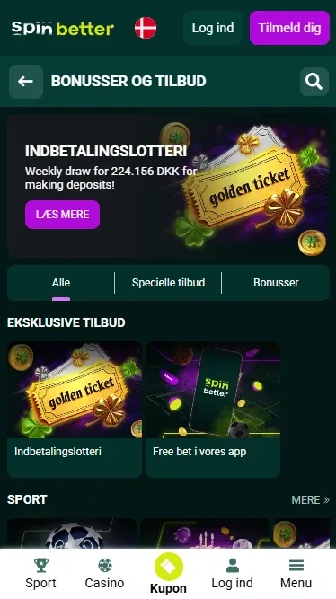 Spinbetter Danmark indbetalingsbonusser
