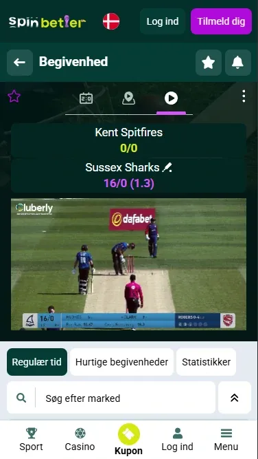 Spinbetter Danmark Live-væddemål på cricket