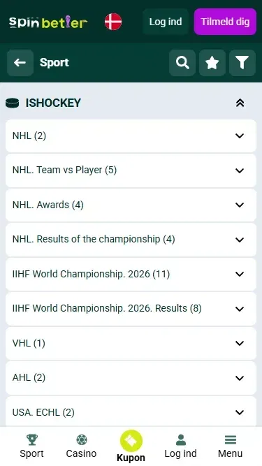 Spinbetter Danmark – Ishockeybegivenheder