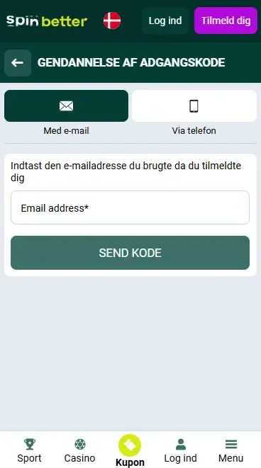 Gendannelse af adgangskode via e-mail i Danmark