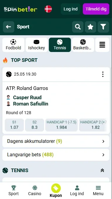 Spinbetter Danmark – Tennisturneringer