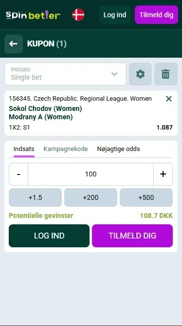 Spinbetter Danmark Volleyball Betseddel