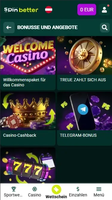 Laufende Spinbetter Casino-Boni in Österreich