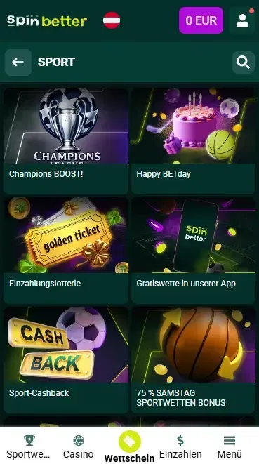 Spinbetter Sportboni in Österreich