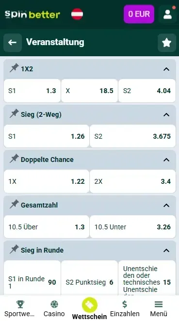 Spinbetter Österreich Box-Märkte