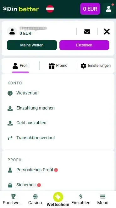 Spinbetter AT Konto