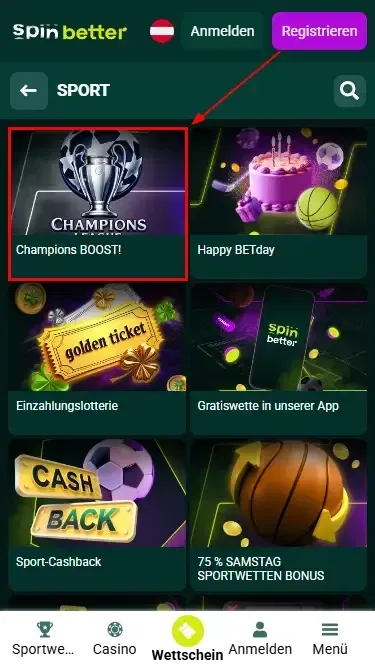 Saisonale und spezielle Boni bei Spinbetter AT