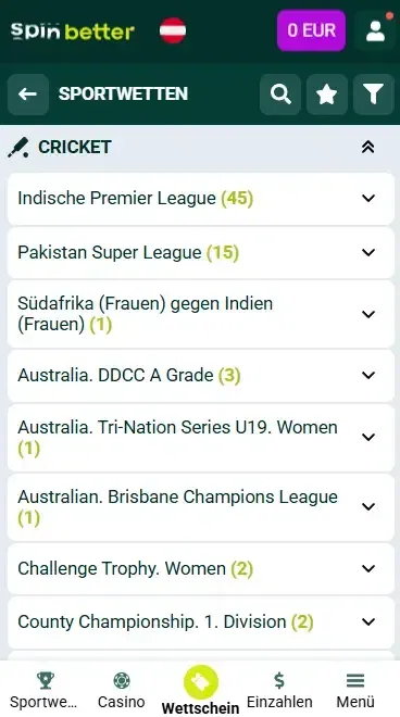 Spinbetter Österreich Cricket-Matches und -Events