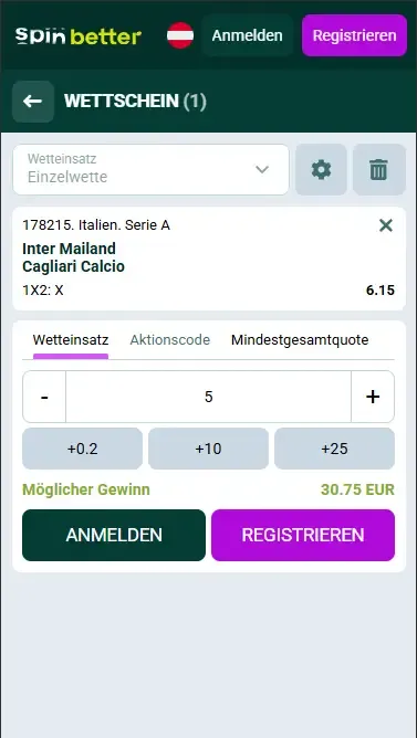 Wetten Sie jetzt bei Spinbetter