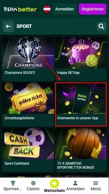 Spinbetter Österreich Freebet-Bonus