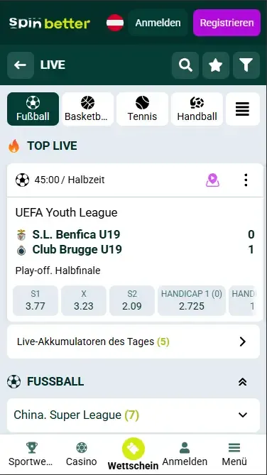 Spinbetter Live-Wetten