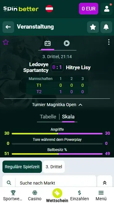 Spinbetter Österreich Live-Wettfunktionen