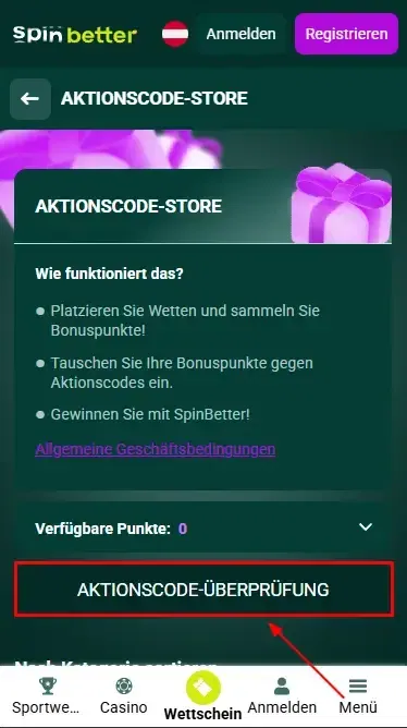 Spinbetter Österreich: Promo-Code-Prüfung