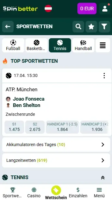 Spinbetter Österreich Tennis-Events