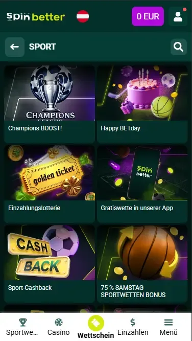 Spinbetter Österreich: Sportboni