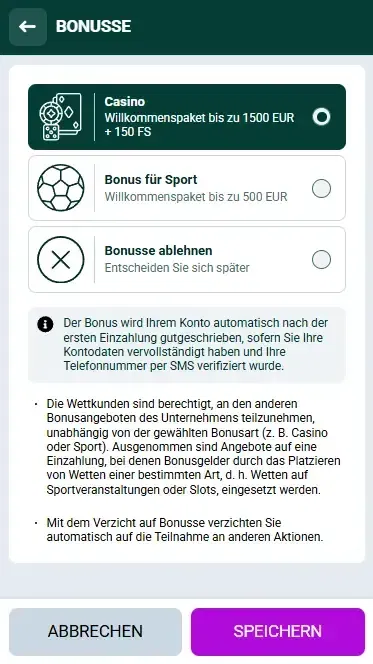 Spinbetter Willkommensboni in Österreich
