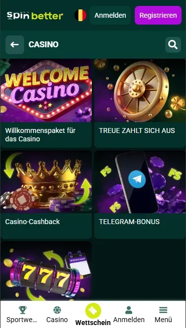 Laufender Casino-Bonus bei Spinbetter BE