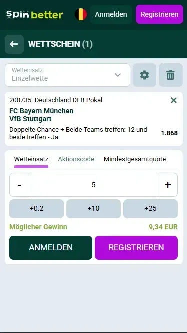 Mit dem Wetten bei Spinbetter beginnen