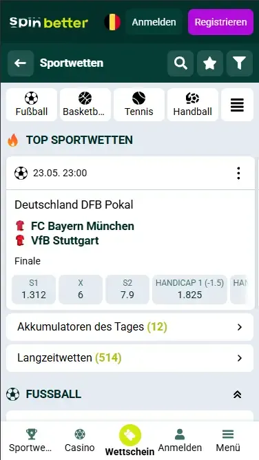 Live-Wetten auf Spinbetter
