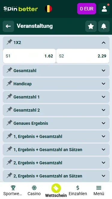 Spinbetter Wettmärkte Belgien