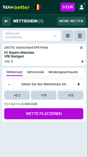 Wettschein für Volleyball bei Spinbetter Belgien