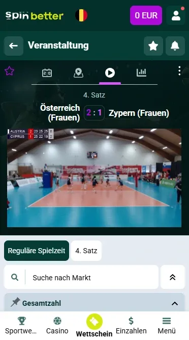 Spinbetter Belgien: Live-Streaming von Volleyballspielen