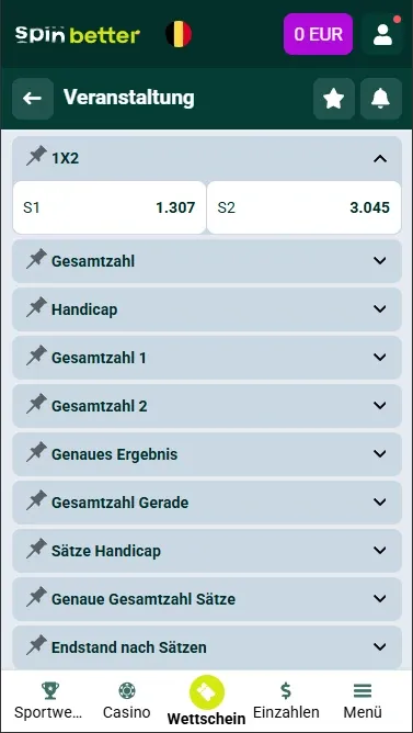Spinbetter Belgien Volleyball Matchsieger