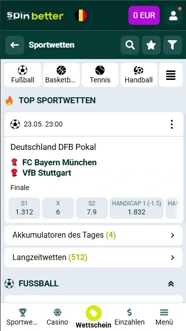 Sportwetten Spinbetter Belgien