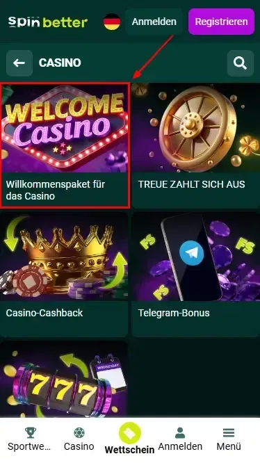Spinbetter Deutschland: Casino-Willkommensbonus