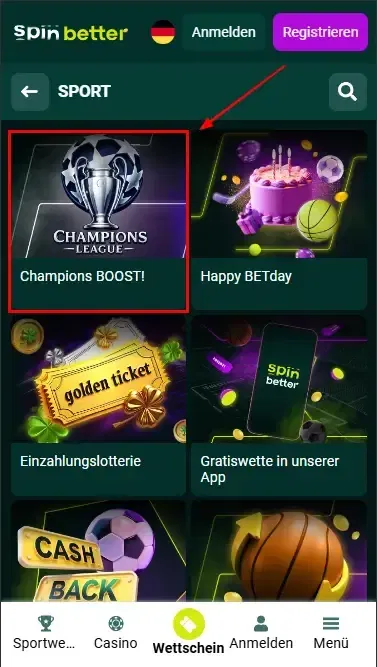 Saisonale und spezielle Boni bei Spinbetter Deutschland