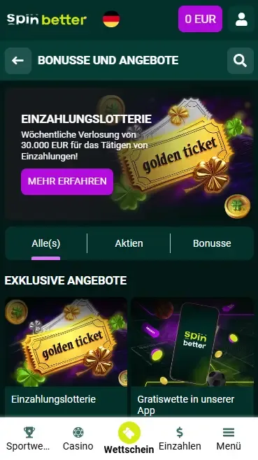 Spinbetter Deutschland Einzahlungsboni