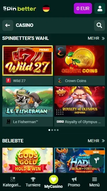 Spinbetter Deutschland: Slot-Spiele
