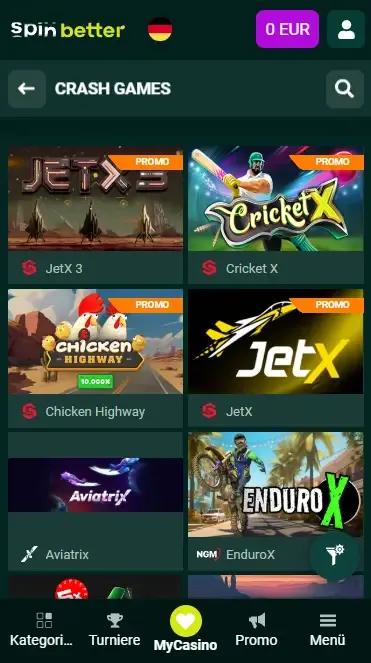 Spinbetter Deutschland: Crash-Spiele