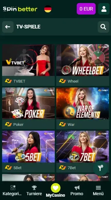 Spinbetter Deutschland: TV-Spiele