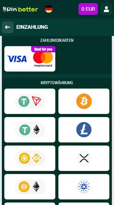 Spinbetter Deutschland: Einzahlungsoptionen