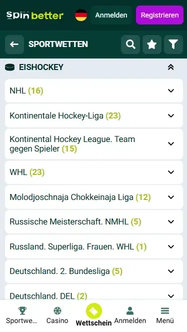 Spinbetter Deutschland Eishockey-Events