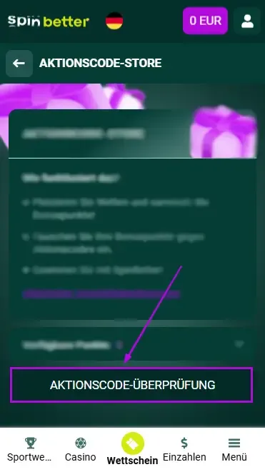 Spinbetter Deutschland: Promo-Code-Prüfung