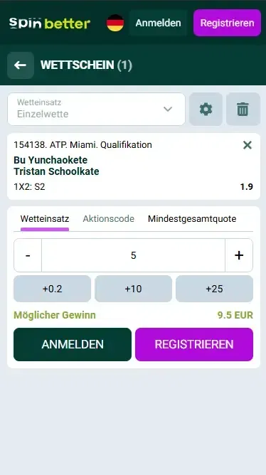 Spinbetter Deutschland Wettschein